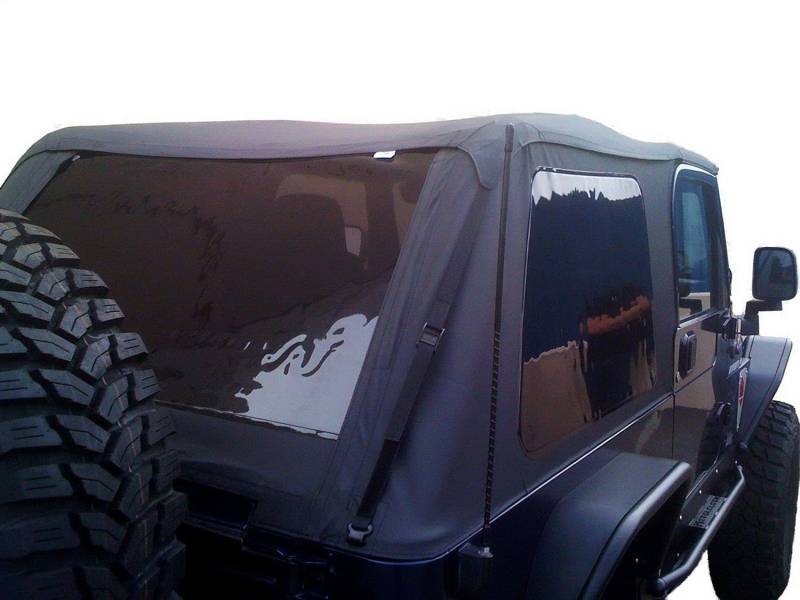 RAMPAGE PRODUCTS Rahmenloses Trail-Top | Segeltuch, Schwarze Diamantfarbe mit getönten Fenstern | 109735 | passend für Jeep Wrangler 1997–2006 von RAMPAGE PRODUCTS