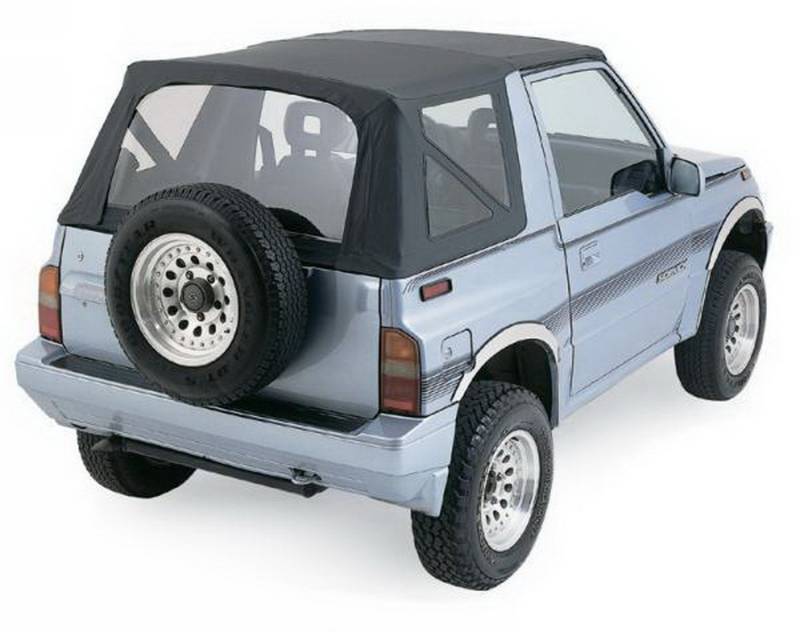 Rampage Factory Ersatz-Softtop | Vinyl, schwarzer Denim mit klaren Fenstern | 98715 | passend für Suzuki Sidekick/Geo Tracker 1989–1994 von RAMPAGE PRODUCTS