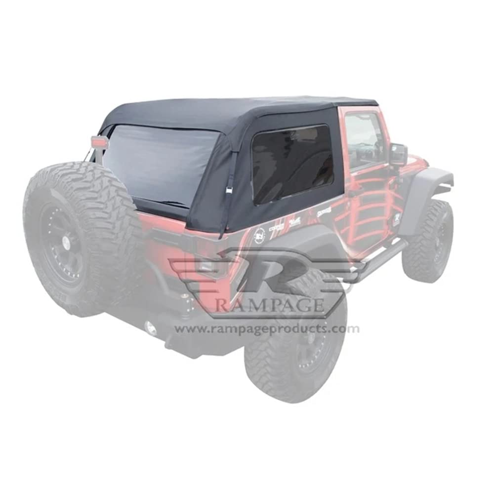 Rampage Rahmenloses Trail Top | Segeltuch, Schwarze Diamantfarbe mit getönten Fenstern | 109935 | passend für Jeep Wrangler JK 2-Türer 2007–2018 von RAMPAGE PRODUCTS