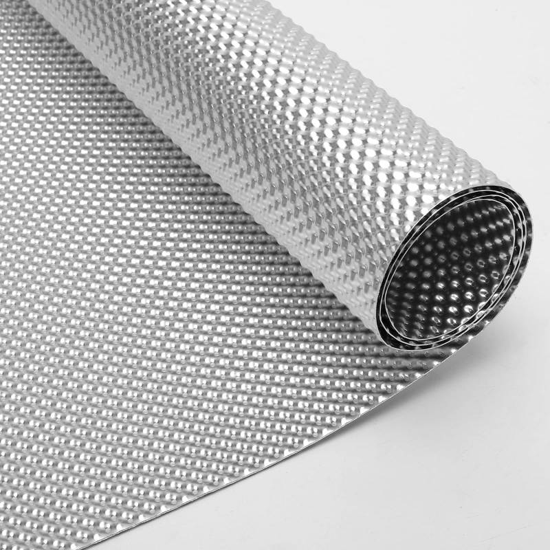 RANJIMA 100cm x 40cm Hitzeschutzblech, Aluminium Hitzeschutz Hitzeblech, Halbkugelförmiges Geprägtes Muster Hitzeschild Schutzplatten für Auto Auspuffrohr/Motorsport Lsolierung/Motor Wärmedämmung von RANJIMA