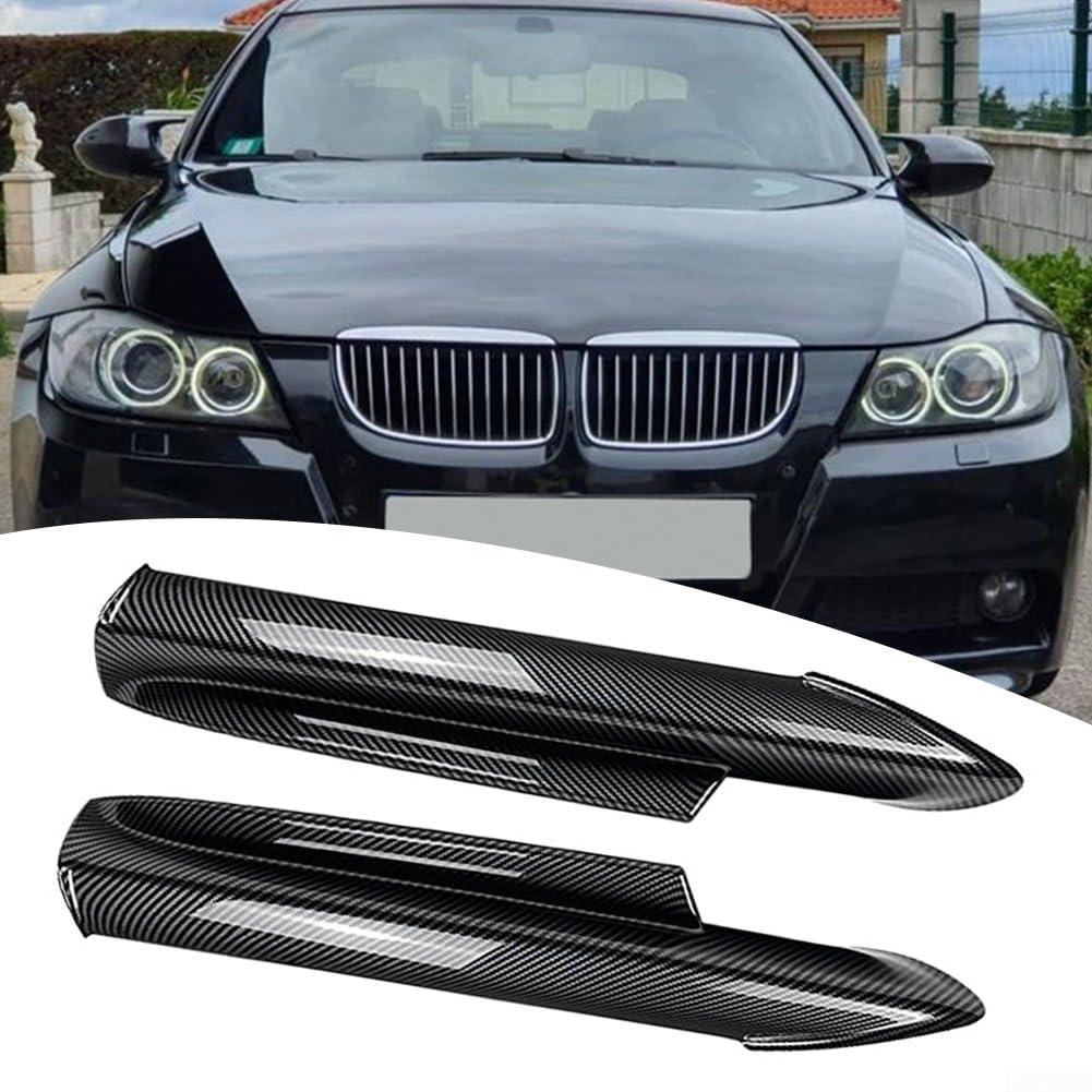 2 x Frontstoßstangen-Lippen-Splitterklappe für BMW-3er-Serie E90 E91 320i 330i 2005–2008, glänzend schwarz/Carbon-Optik, Stoßstangen-Splitter, Lippen-Diffusor, Spoiler (Kohlefaser) von RANRAO