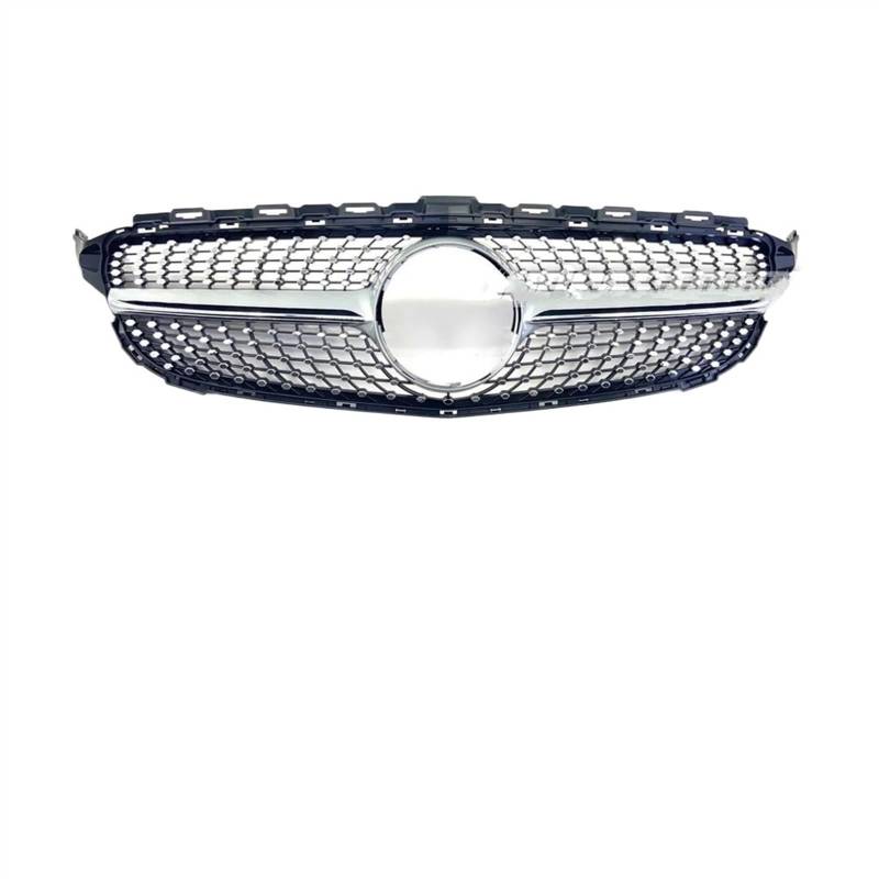 RAQXOLPB Kühlergrille Passend Kompatibel Mit Benz Für C-Klasse W205 C180 C200 C250 2015 2016 2017 2018 Diamantgrill Frontgitter Autoteil Stoßstangengitter Fronteinlassgitter(Silver) von RAQXOLPB