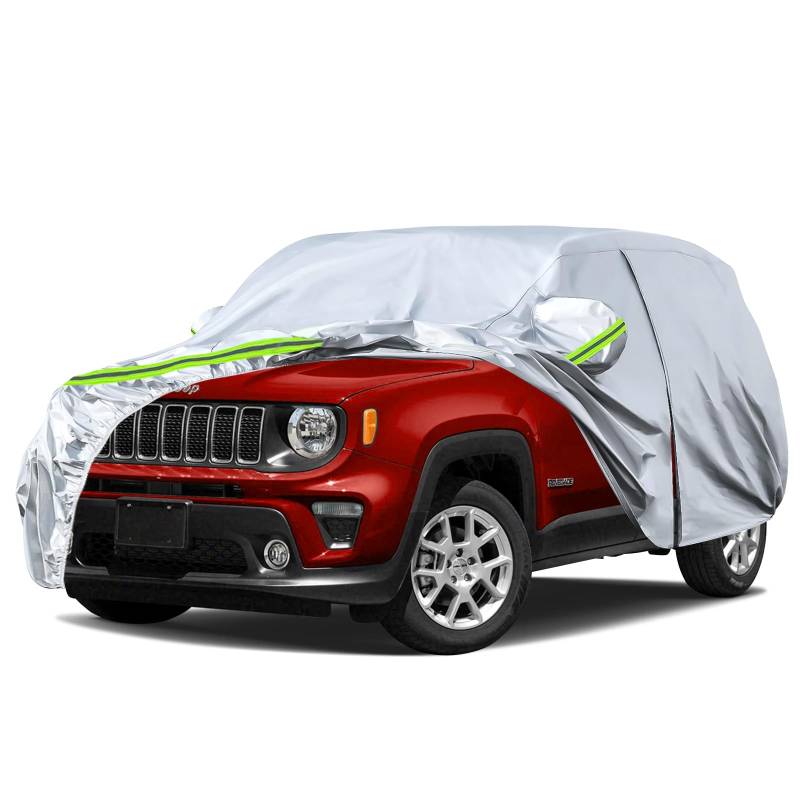 Autoabdeckung Wasserdicht Passend für Jeep Renegade 2014-2025, Atmungsaktiv Vollgarage Autoplane für Regen Sonne Staub Schutz Auto Abdeckplane Abdeckung von RASHION