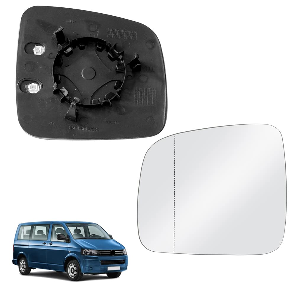 Ersatz Spiegelglas Heizbar Links Kompatibel mit VW Transporter T5 2003-2009 & Caddy 2004-2015 Spiegelglas Außenspiegel Glas von RASHION