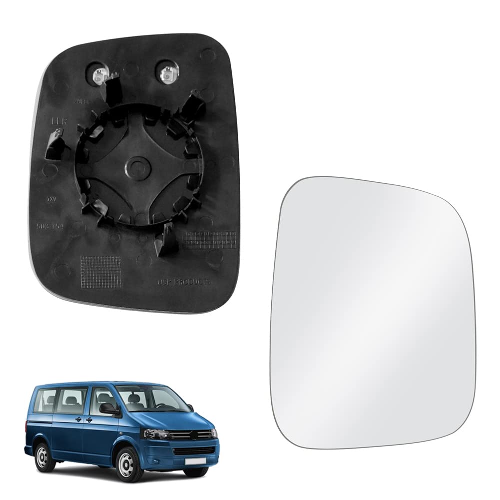 Ersatz Spiegelglas Heizbar Rechts Kompatibel mit VW Transporter T5 2003-2009 & Caddy 2004-2015 Spiegelglas Außenspiegel Glas von RASHION