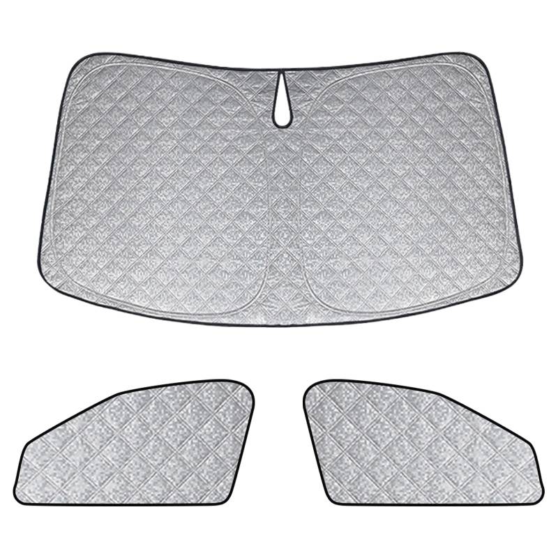 Sonnenschutz Auto Frontscheibe Kompatibel mit VW Tiguan 2016-2024 - 3PCS Thermomatte Fahrerhaus, Auto Sonnenblende Frontscheibenabdeckung, Windschutzscheiben Innen Verdunkelung von RASHION