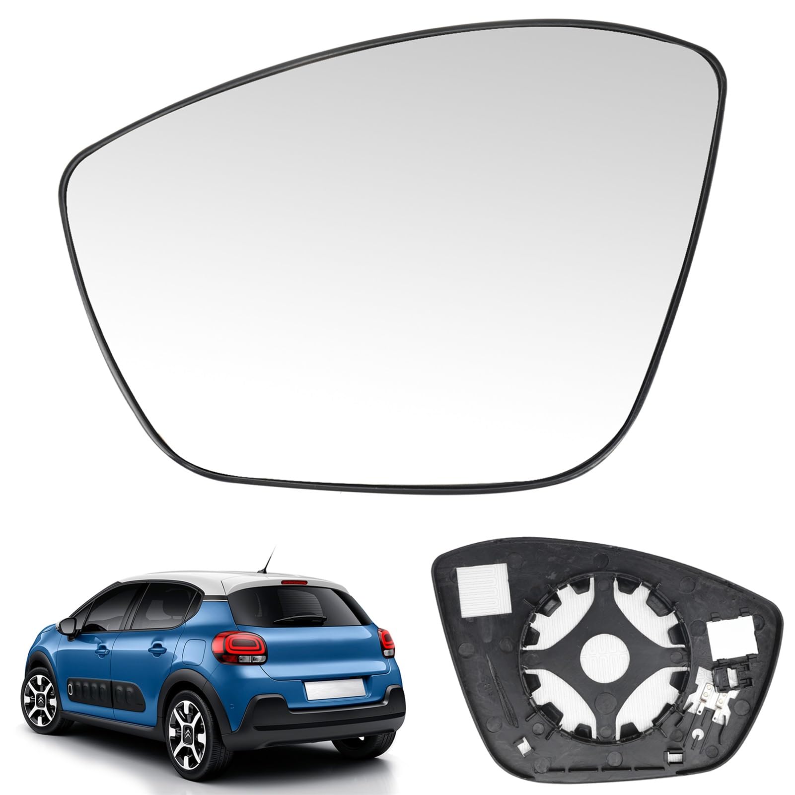Spiegelglas Heizbar Kompatibel mit Citroen C3 MK3 2016-2021 Peugeot 208/308/2008 2013-2019 Spiegelglas Außenspiegel Glas (Links) von RASHION