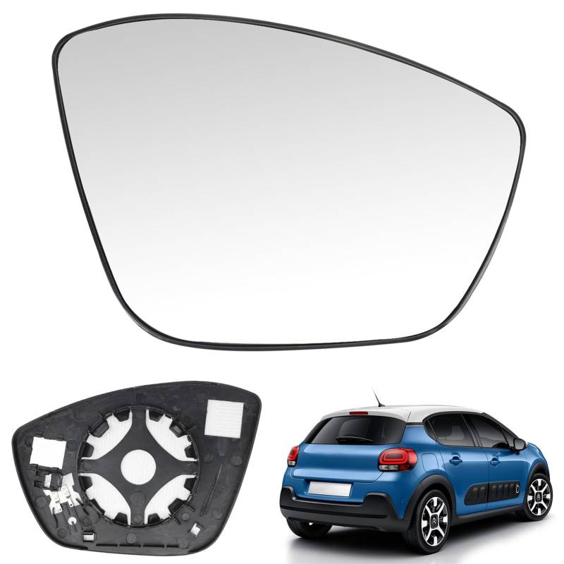 Spiegelglas Heizbar Kompatibel mit Citroen C3 MK3 2016-2021 Peugeot 208/308/2008 2013-2019 Spiegelglas Außenspiegel Glas (Rechts) von RASHION