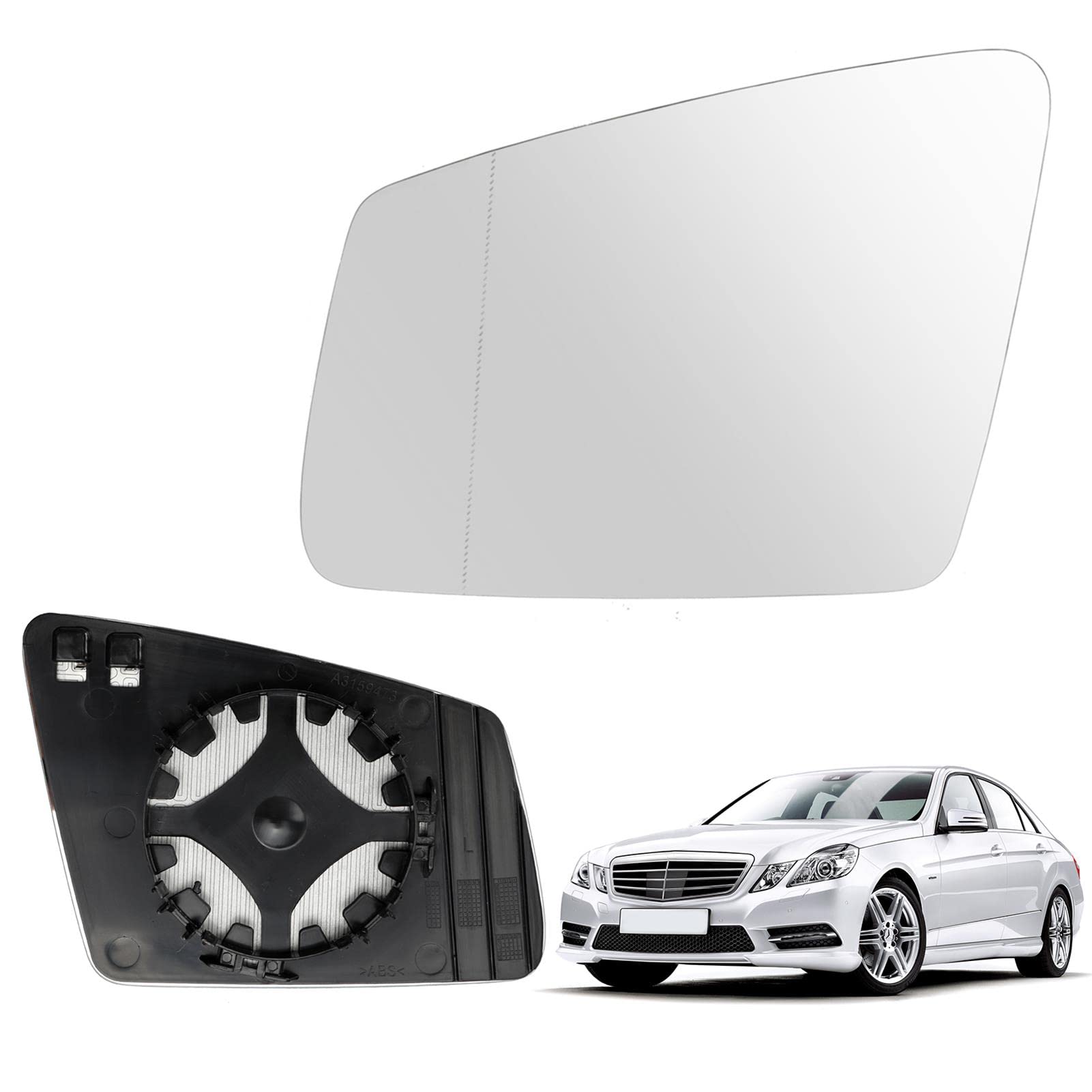 Spiegelglas Heizbar Kompatibel mit Mercedes-Benz A B C E-Class W176 W246 W204 W212 W221 GLA CLA Spiegelglas Außenspiegel Glas (Links) von RASHION
