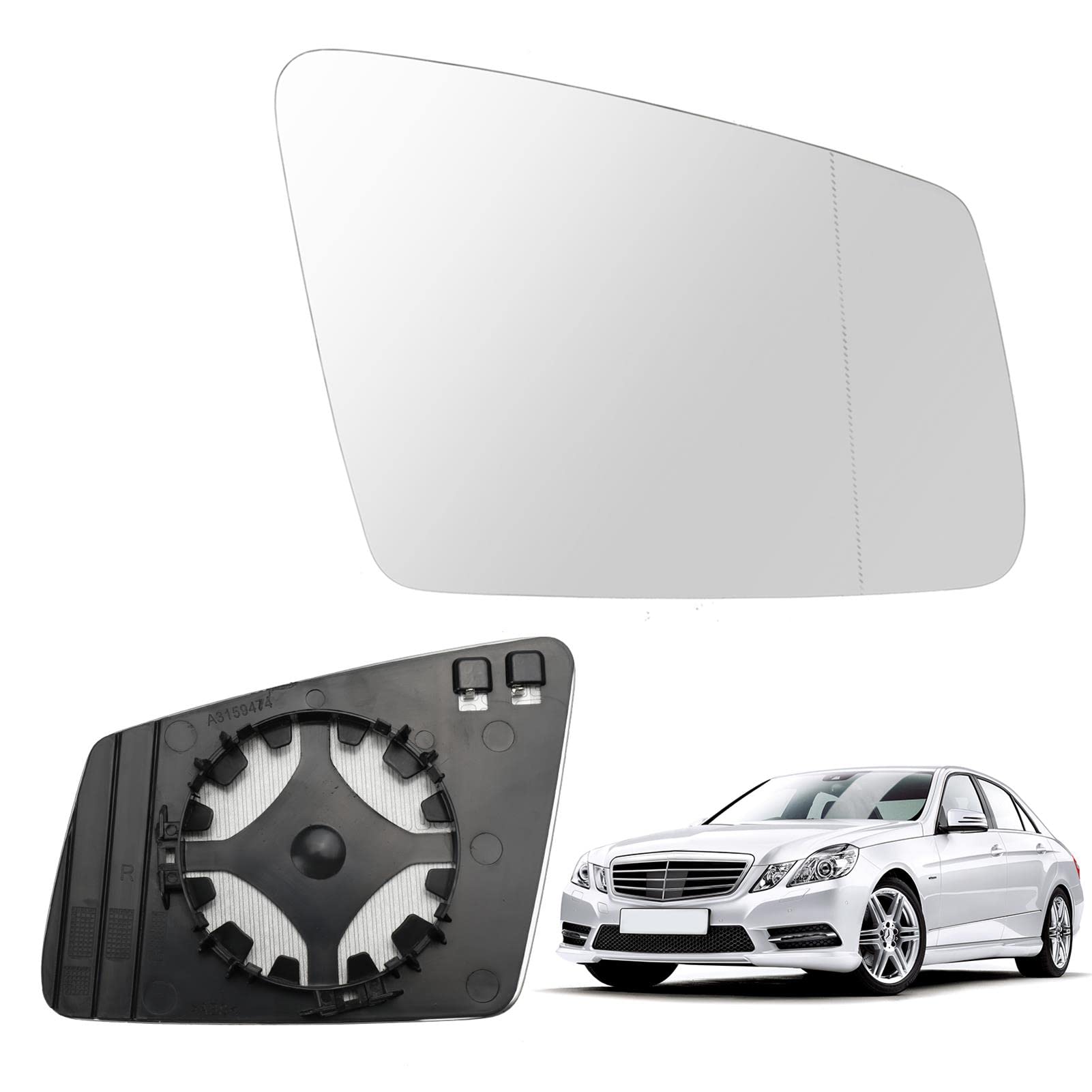 Spiegelglas Heizbar Kompatibel mit Mercedes-Benz A B C E-Class W176 W246 W204 W212 W221 GLA CLA Spiegelglas Außenspiegel Glas (Rechts) von RASHION