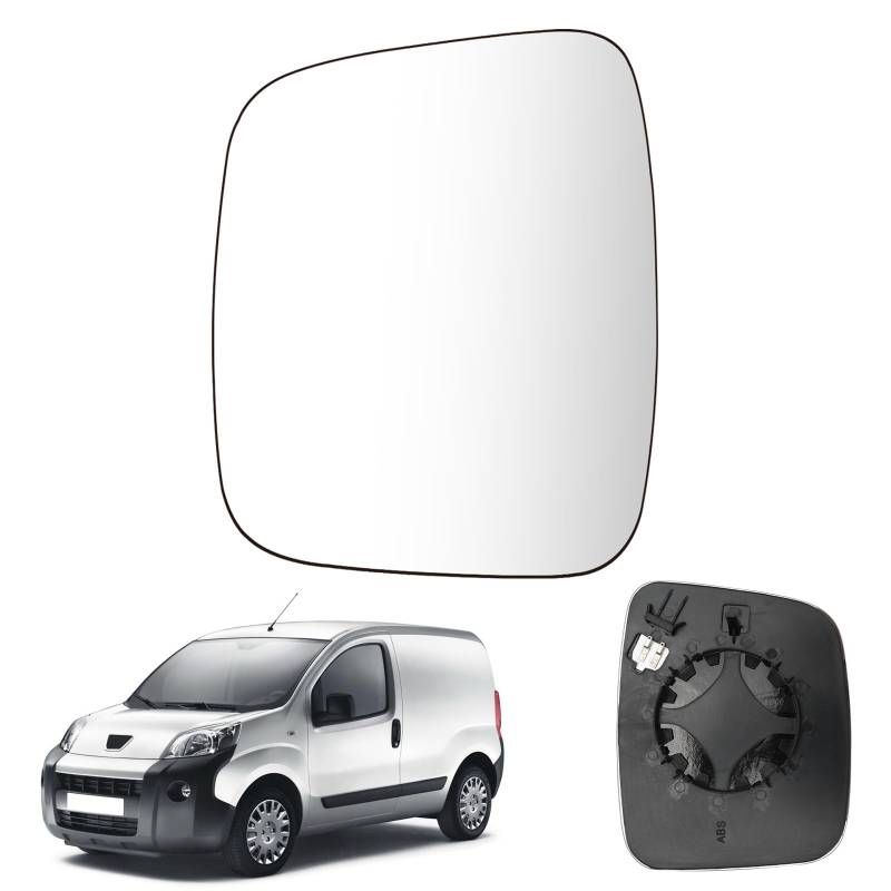 Spiegelglas Heizbar Links Kompatibel mit Fiat Qubo Fiorino/Citroen Nemo/Peugeot Bipper 2008-2020 Spiegelglas Außenspiegel Glas von RASHION