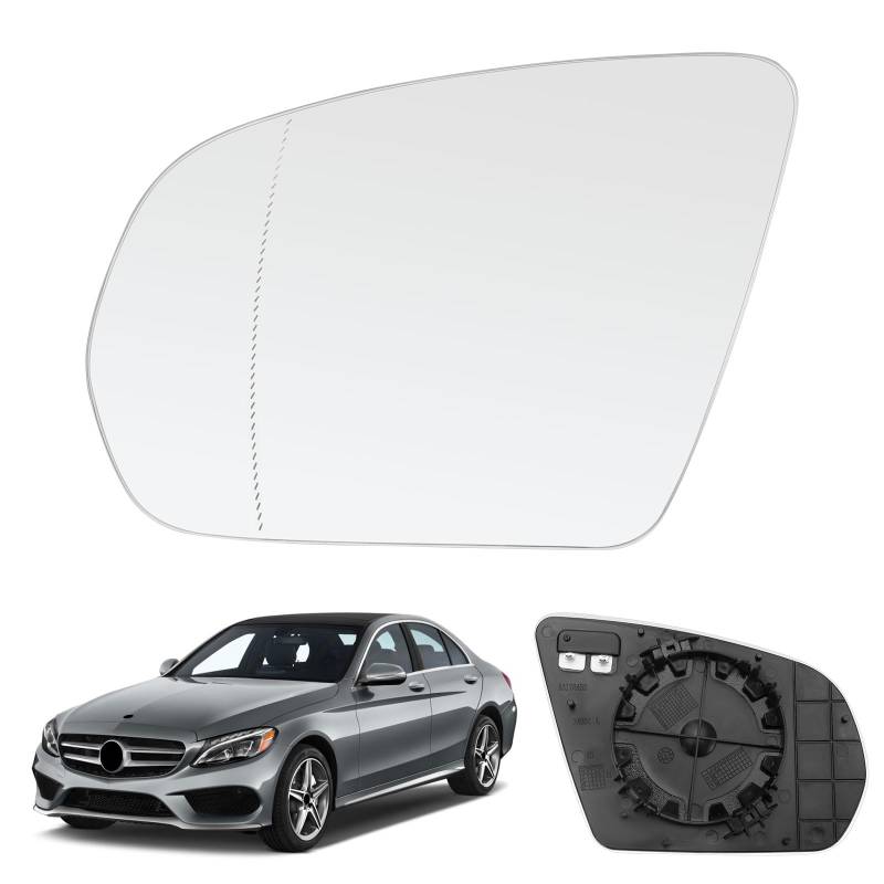 Spiegelglas Heizbar Links Kompatibel mit Mercedes-Benz C-Klasse W205 S205 C205 A205 E-Klasse W213 S213 S-Klasse V222 W222 X222 C217 A217 GLC X253 C253 Spiegelglas Außenspiegel Glas von RASHION