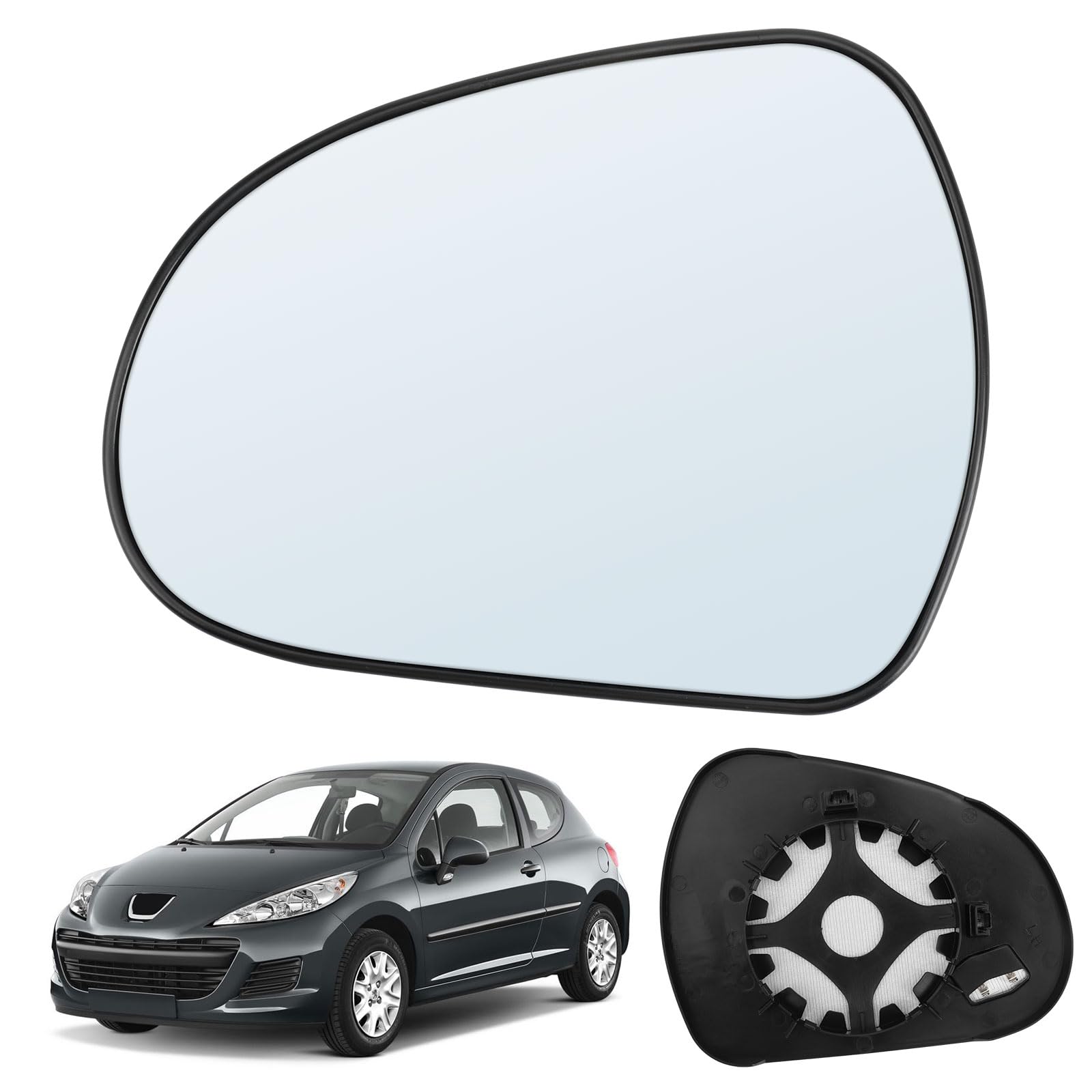 Spiegelglas Heizbar Links Kompatibel mit Peugeot 207 2006-2014/308 2007-2013 Spiegelglas Außenspiegel Glas von RASHION
