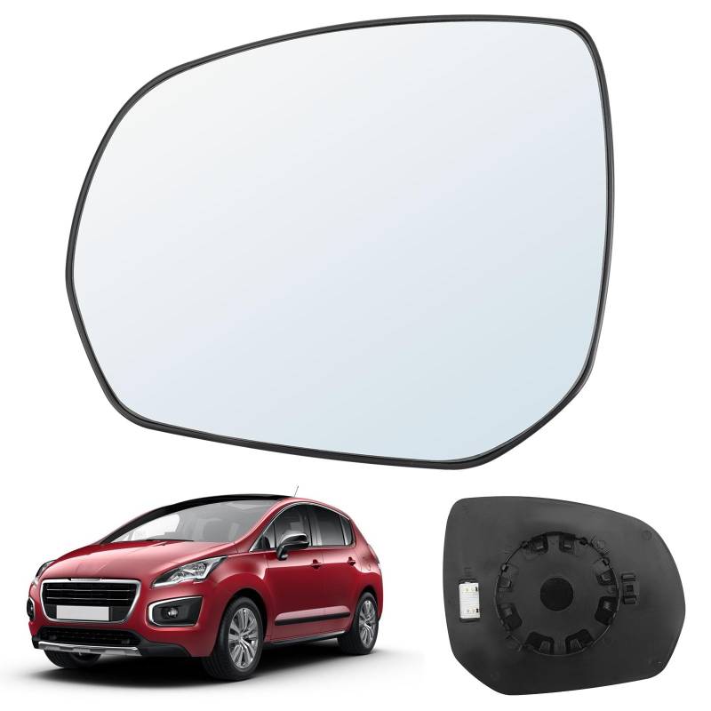 Spiegelglas Heizbar Links Kompatibel mit Peugeot 3008 09-16/5008 09-17 / Citroen C3 Picasso 08-16 / C4 Picasso 09-13 Spiegelglas Außenspiegel Glas von RASHION