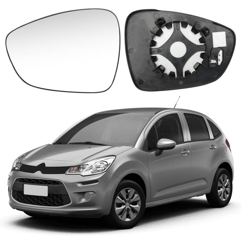 Spiegelglas Heizbar Links Kompatibel mit Peugeot 508 508SW 2010-2018 / Citroen C3 C4 C5 2009-2016 / DS3 DS4 DS5 2011-2015 Spiegelglas Außenspiegel Glas von RASHION