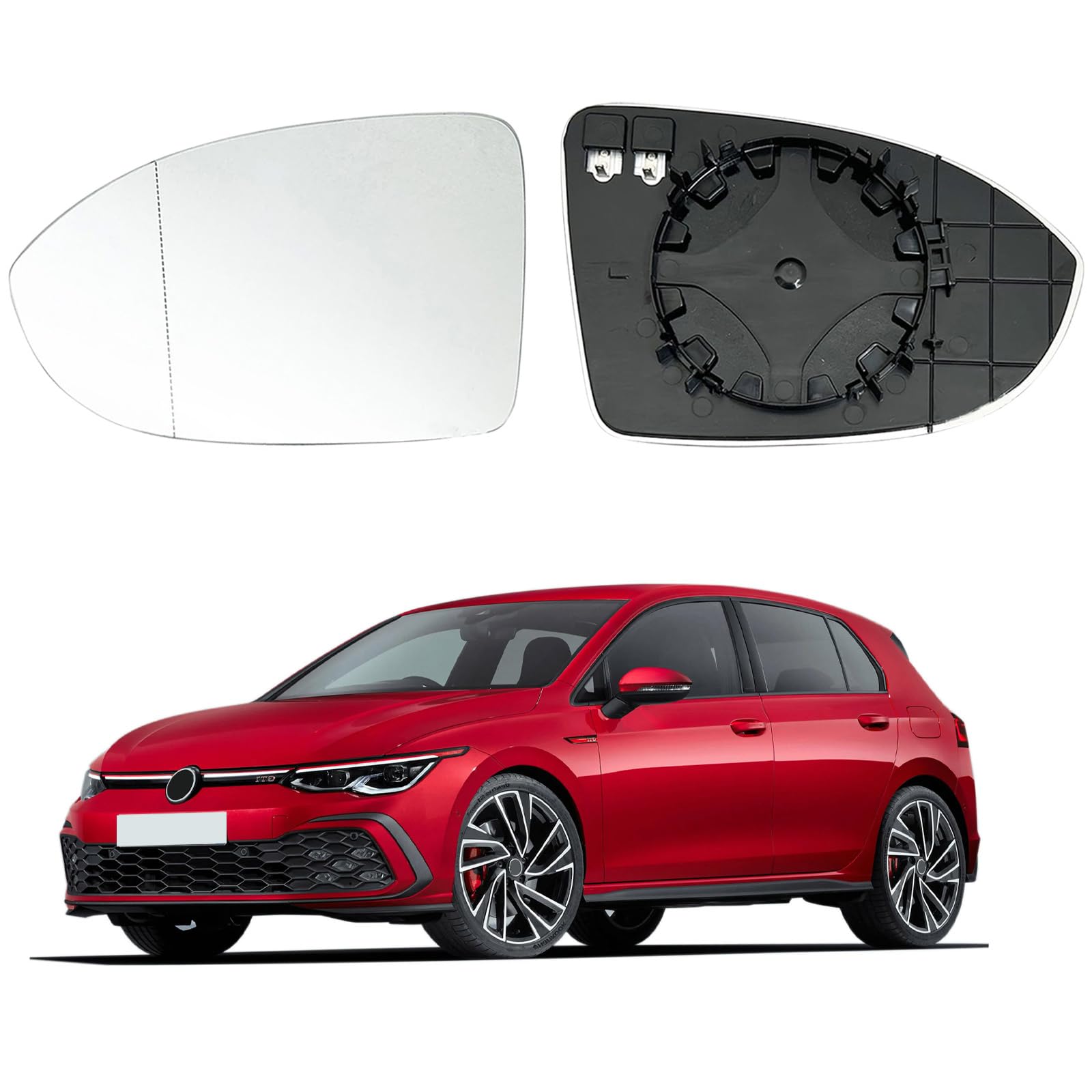 Spiegelglas Heizbar Links Kompatibel mit VW Golf 8 2020+ Spiegelglas Außenspiegel Glas von RASHION