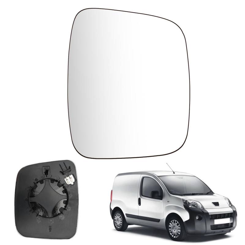 Spiegelglas Heizbar Rechts Kompatibel mit Fiat Qubo Fiorino/Citroen Nemo/Peugeot Bipper 2008-2020 Spiegelglas Außenspiegel Glas von RASHION