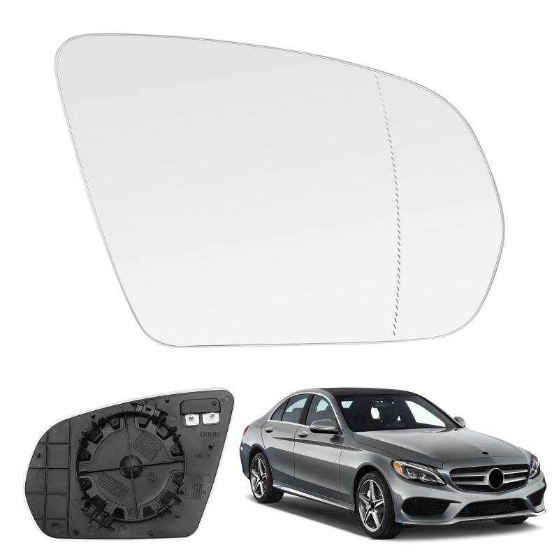 Spiegelglas Heizbar Rechts Kompatibel mit Mercedes-Benz C-Klasse W205 S205 C205 A205 E-Klasse W213 S213 S-Klasse V222 W222 X222 C217 A217 GLC X253 C253 Spiegelglas Außenspiegel Glas von RASHION