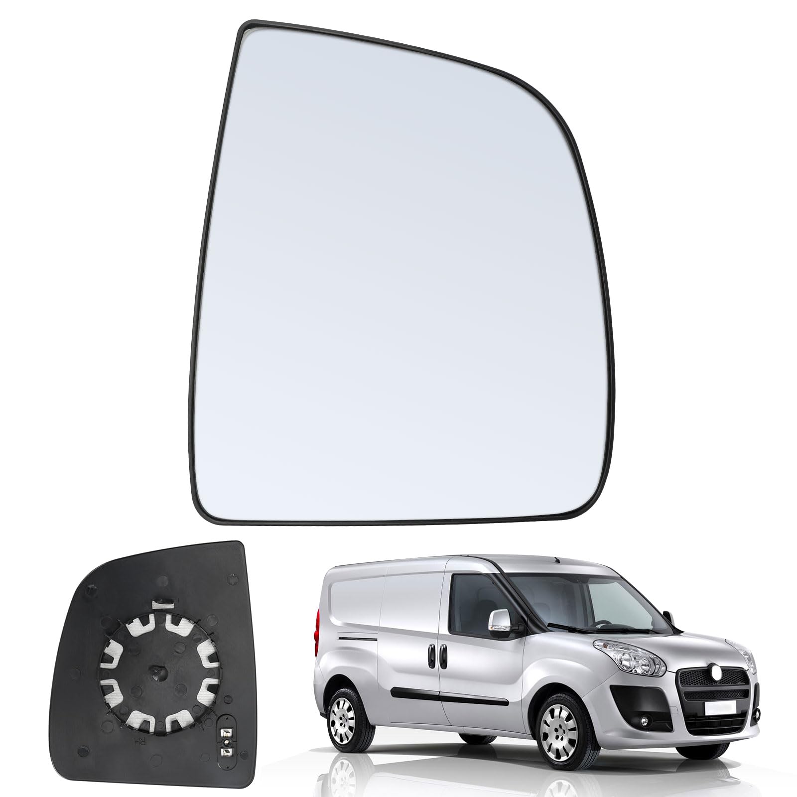 Spiegelglas Heizbar Rechts Kompatibel mit Opel Combo D 2012-2018 / Fiat Doblo 2010-2020 Spiegelglas Außenspiegel Glas von RASHION