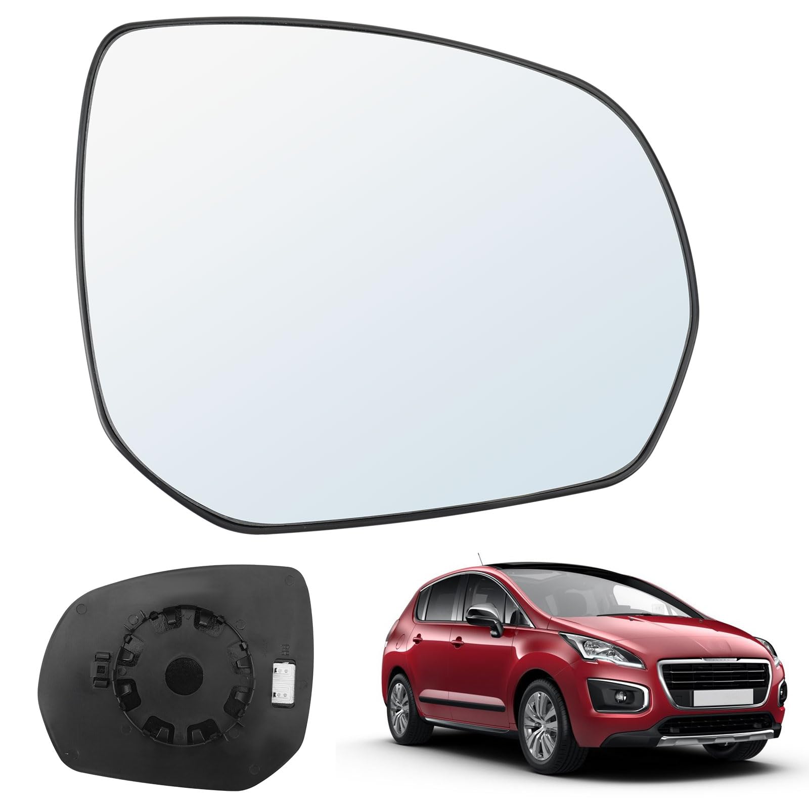 Spiegelglas Heizbar Rechts Kompatibel mit Peugeot 3008 09-16/5008 09-17 / Citroen C3 Picasso 08-16 / C4 Picasso 09-13 Spiegelglas Außenspiegel Glas von RASHION