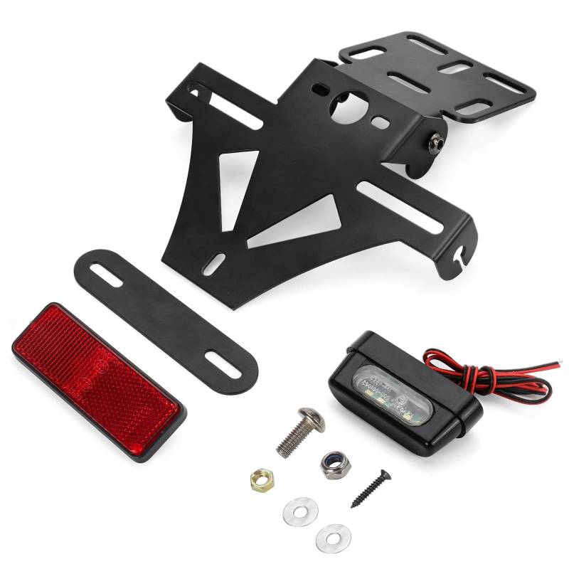 Universal Kennzeichenhalter - Motorrad Kennzeichenhalter - Nummernschildhalterung Motorrad - Einstellbare Lizenz Halterung mit Kennzeichenbeleuchtung für Den Meisten Motorradmodellen von RASHION