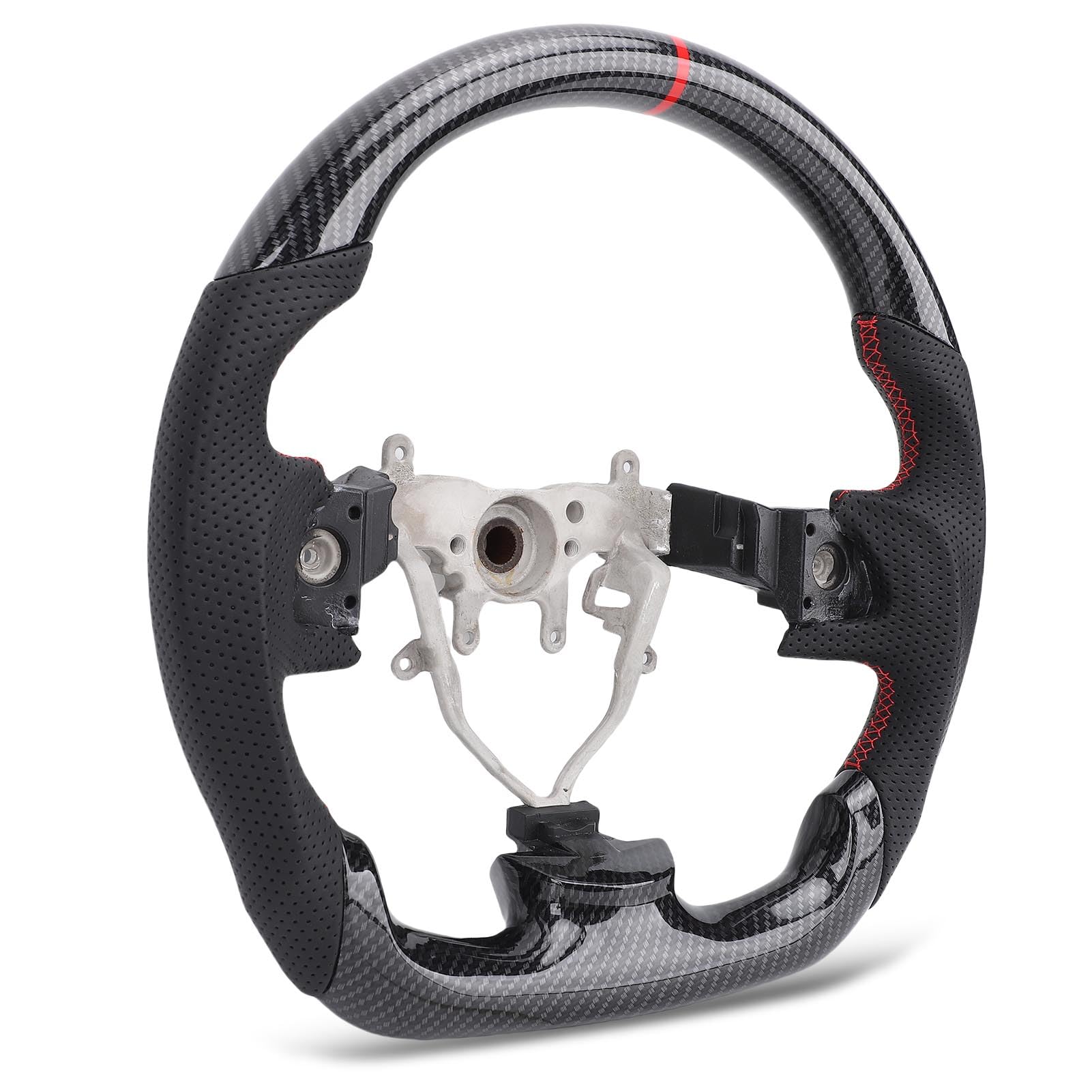 Kohlefaser-Stil Hydro Dip Lenkrad Perforiertes Leder mit Roten Nähten Ersatz für WRX STI 2008-2014 von RASTKY