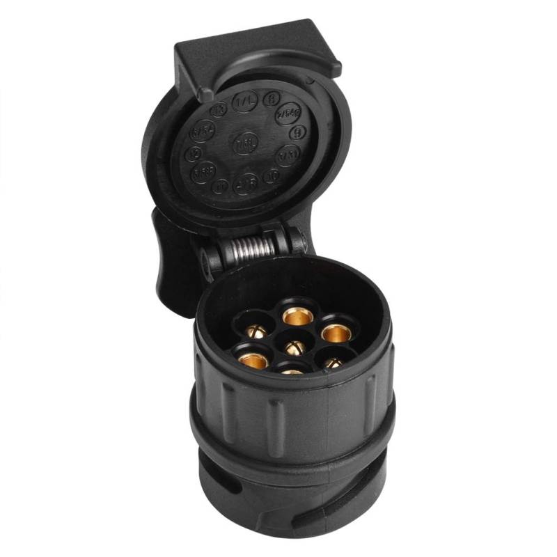 Konverter für Anhängersystem, 13-polig auf 7-polig, Adapter für europäische Standardänderung, Auto, wasserdichter Sockeladapter, Anhänger, Nutzfahrzeug/Semi-Trailer /, ABS + Kupfer, Schwarz von RASTKY