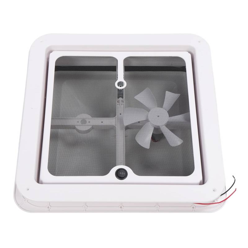 RV-Dachentlüftungsventilator, Doppelrichtung Elektrischer Lüfter, Fliegenbildschirm, 12 V, für Meeresboot, Yacht, Wohnmobil, Anhänger, Impact- ABS, Weiß von RASTKY