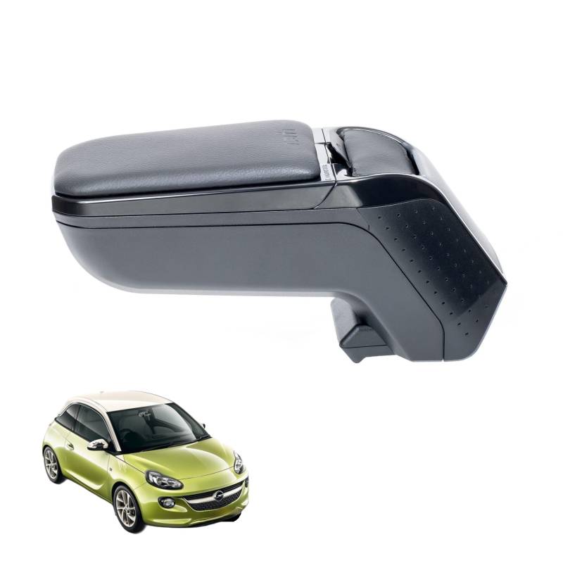 Rati Armster 2 Armlehne kompatibel für OPEL ADAM 2013-2019 [schwarz,vegan Leder] nachrüstbare Mittelarmlehne mit Staufach von rati
