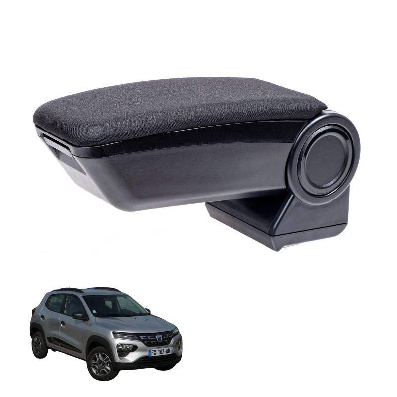 Rati Armster 3 Armlehne kompatibel für DACIA SPRING 2021-2024 [schwarz,Stoff] nachrüstbare Mittelarmlehne mit Staufach von rati