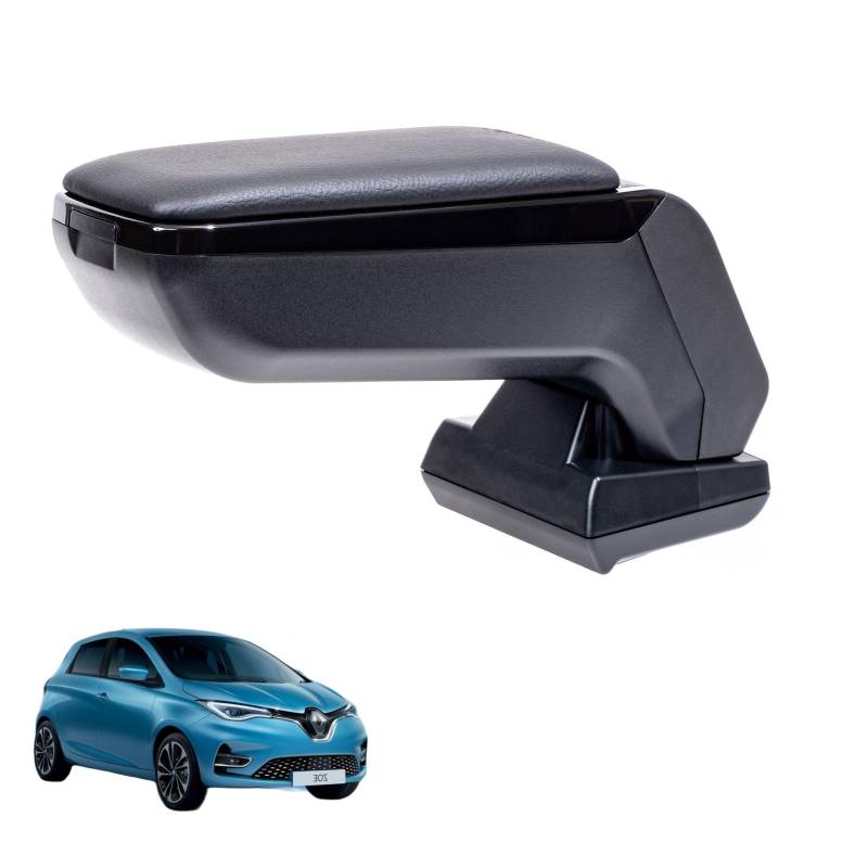 Rati Armster S Armlehne kompatibel für RENAULT ZOE 2020-2024 [schwarz,vegan Leder] nachrüstbare Mittelarmlehne mit Staufach von rati
