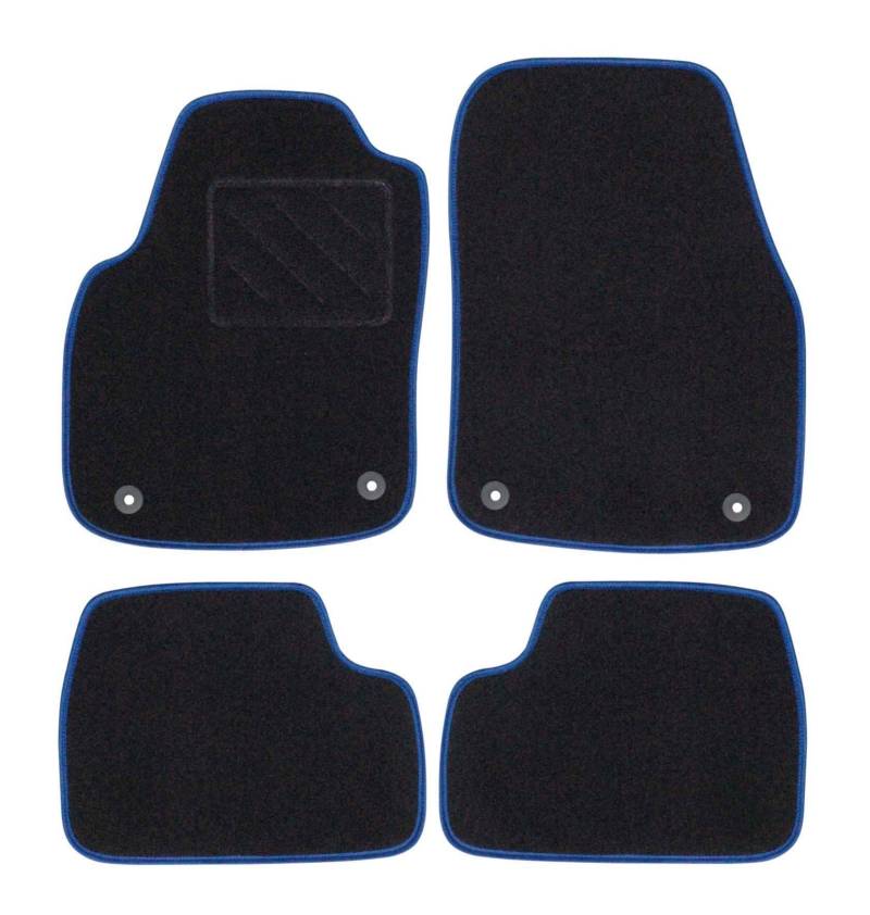 RAU DAKSBL0896 Nadelfilz Fußmatten mit Mattenhalter Vorne, Schwarz mit Einfassung Blau von RAU