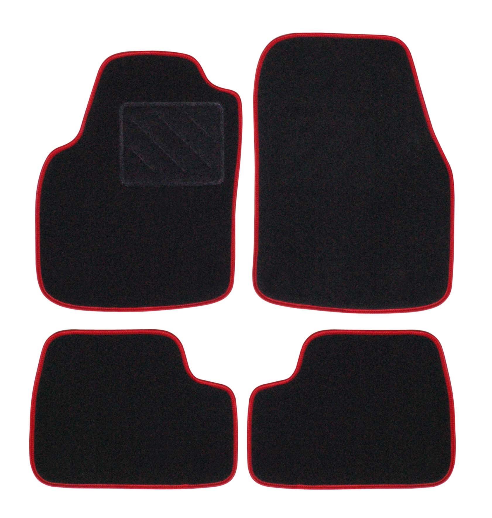 RAU DAKSRO0896 Nadelfilz Fußmatten mit Mattenhalter Vorne, Schwarz mit Einfassung Rot von RAU