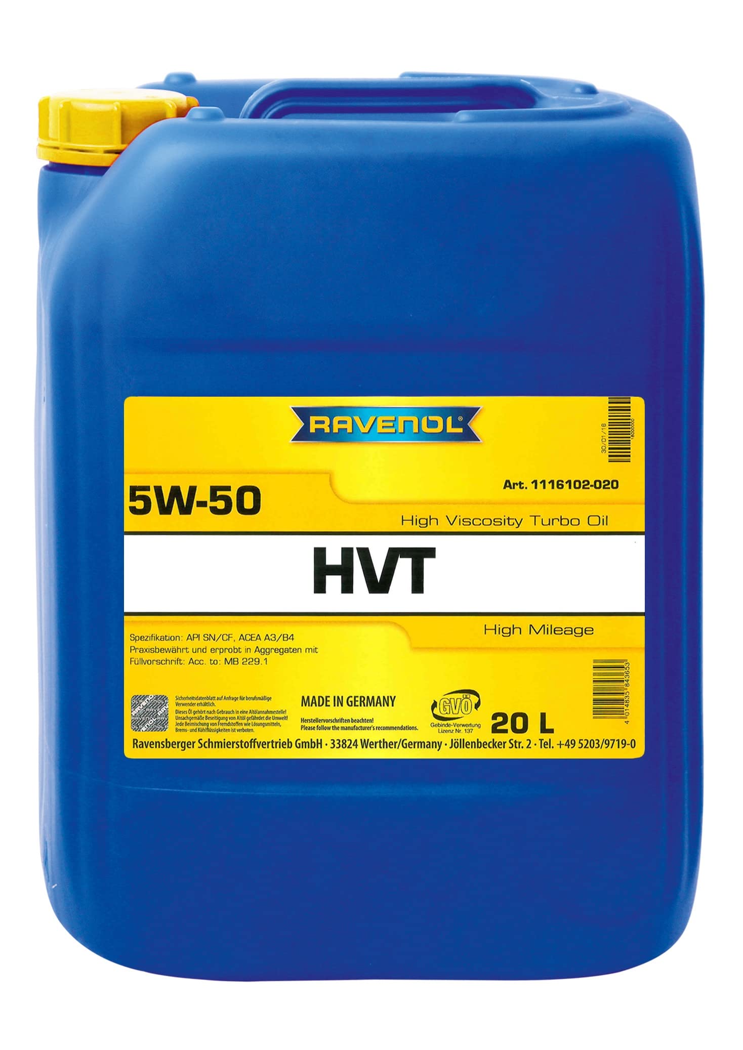 RAVENOL HVT High Viscosity Turbo Oil SAE 5W-50 von RAVENOL