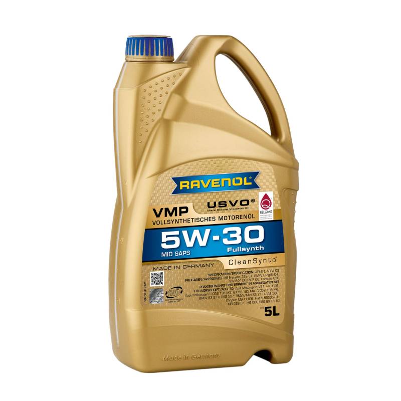 RAVENOL VMP SAE 5W-30 / 5W30 Mid SAPS Vollsynthetisches Motoröl, DPF geeignet (5 Liter) von RAVENOL