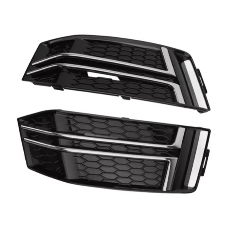 Auto Nebelscheinwerfer Gitter Kompatibel Mit S4 A4 B9 2016 2017 2018 Paar Nebelscheinwerferabdeckung, Frontstoßstangengrill, Nebelscheinwerfer-Abdeckrahmen, 8W0807681F 8W0807682F(Chrome Black) von RAVTAKL