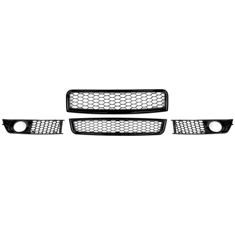 RAVTAKL Auto Nebelscheinwerfer Gitter Kompatibel Mit A4 B6 2002-2005 Frontgrills Montage Wabenfront Oberer Unterer Grill Nebelscheinwerfergrill 8E0807681 8E0807682 8E0807647 von RAVTAKL