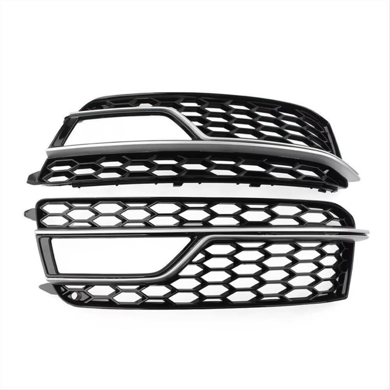 RAVTAKL Auto Nebelscheinwerfer Gitter Kompatibel Mit Für S5 A5 2013-2016 Chrom Auto Frontstoßstange Mesh Nebelscheinwerfer Abdeckung Wabengrill Kühlergrill Abdeckung 8T0807681M 8T0807682M von RAVTAKL