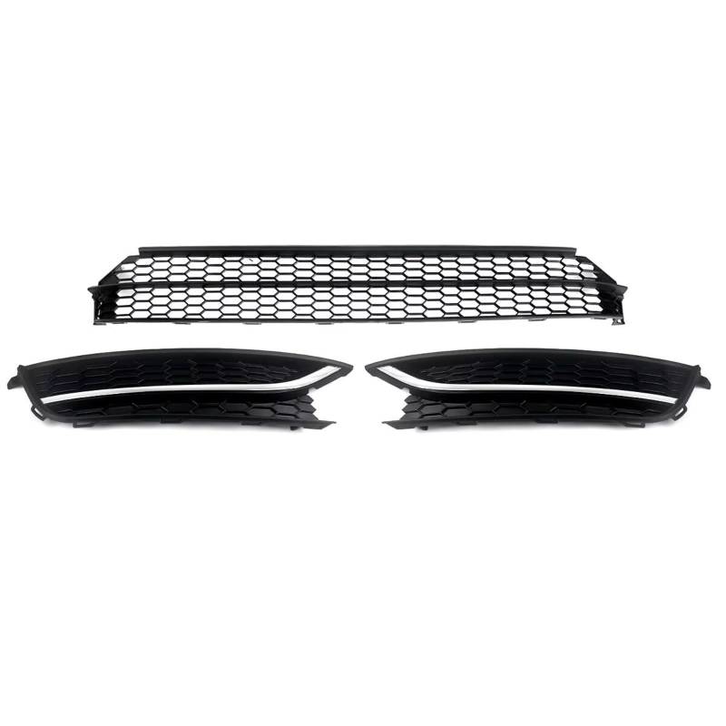 RAVTAKL Auto Nebelscheinwerfer Gitter Kompatibel Mit VW Für Passat 2012 2013 2014 2015 Frontstoßstangen-Kühlergrill Unten Und Nebelscheinwerfer-Abdeckungssatz ABS-Autoteile Ersetzen von RAVTAKL