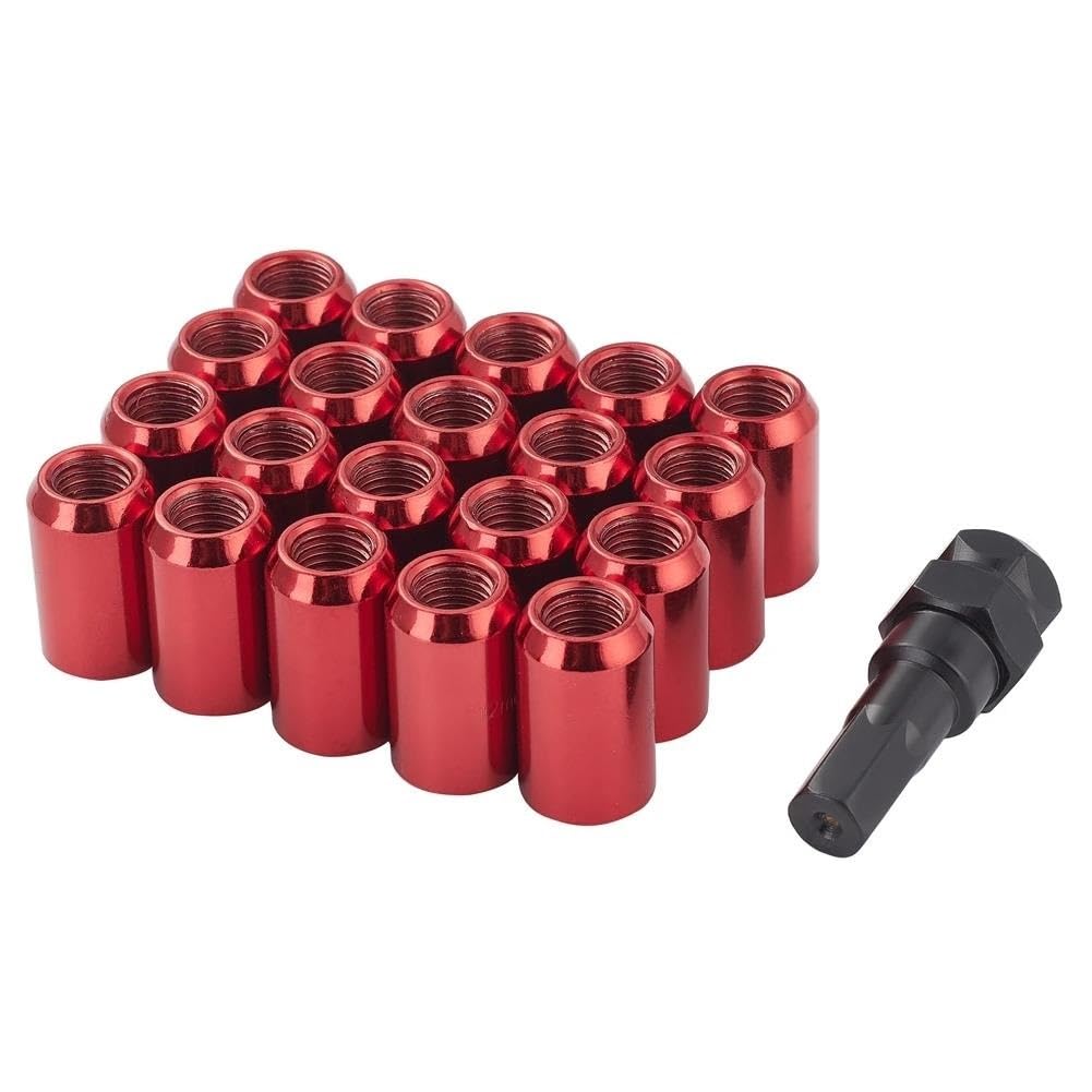 RAVTAKL Radnabenschraube Auto-Radmuttern Sechskant 20 Mm M12 X 1,25 M12 X 1,5 Radmuttern Zubehör Aluminium Kegel Konische Sitze 20 Stück 32 Mm(Red,M12x1.5) von RAVTAKL