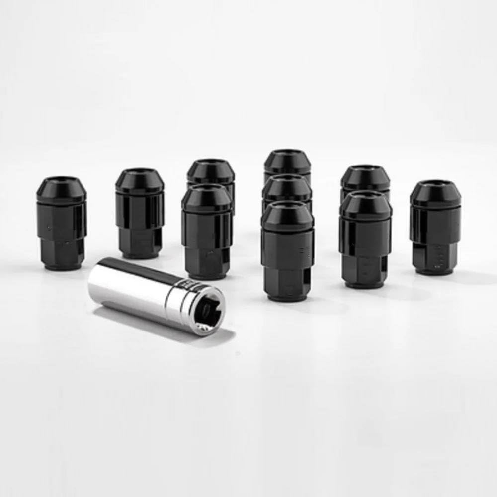RAVTAKL Radnabenschraube Autozubehör Aluminium Eisen Außenteile Radschrauben Auto Radmuttern Radmuttern Nabenschraube M12x1.25 20St(Black) von RAVTAKL