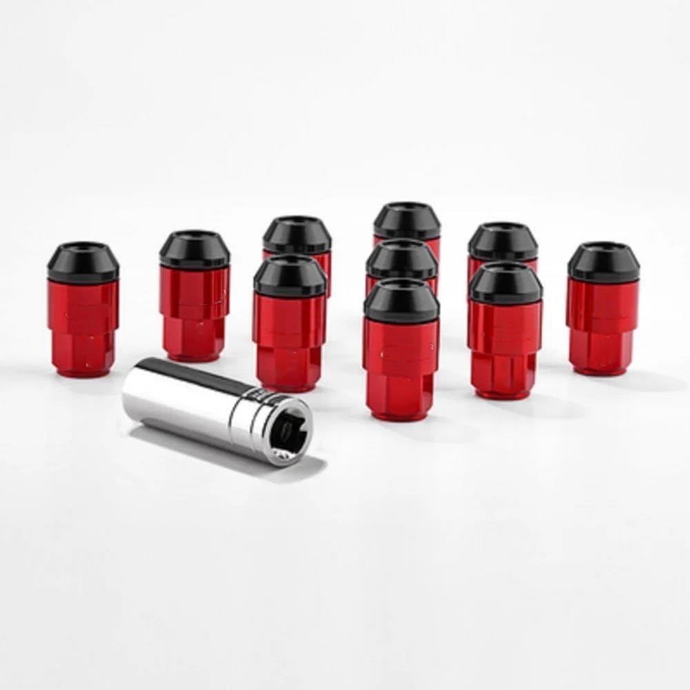 RAVTAKL Radnabenschraube Autozubehör Aluminium Eisen Außenteile Radschrauben Auto Radmuttern Radmuttern Nabenschraube M12x1.25 20St(Red) von RAVTAKL
