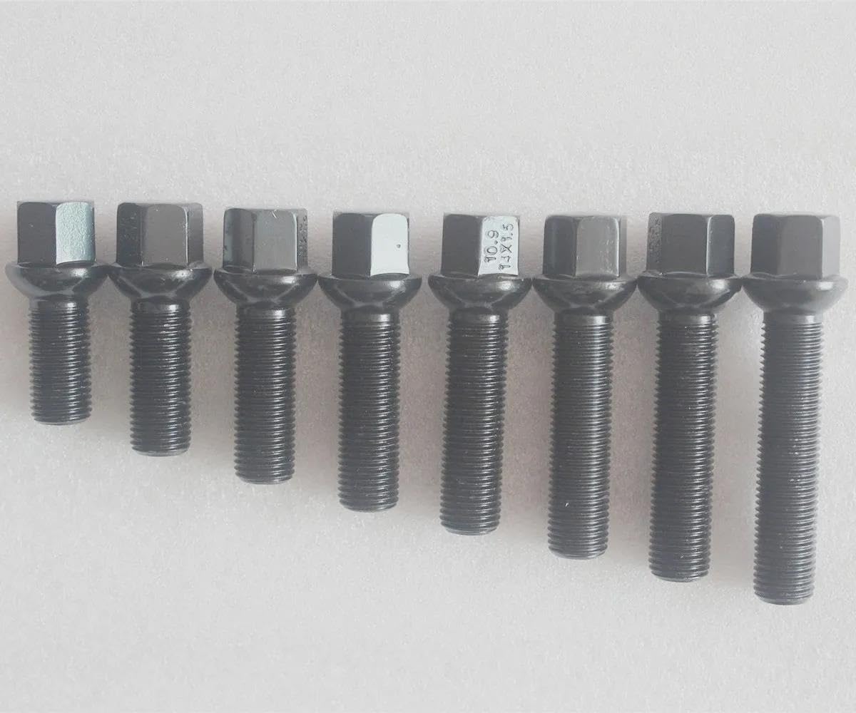 RAVTAKL Radnabenschraube Kompatibel Mit Benz Für GLK GLC M ML Kugel R13 Radschrauben 28 31 35 40 45 50 55 60 65 Mm Schaftradmuttern M14x1,5 4 Stück(Black,65mm Thread Shank) von RAVTAKL