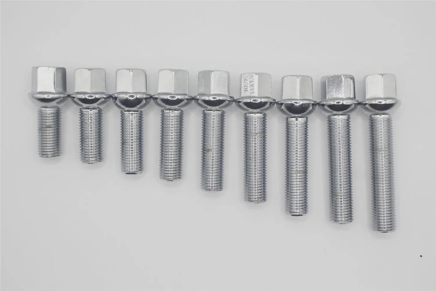 RAVTAKL Radnabenschraube Kompatibel Mit Benz Für GLK GLC M ML Kugel R13 Radschrauben 28 31 35 40 45 50 55 60 65 Mm Schaftradmuttern M14x1,5 4 Stück(Chrome,65mm Thread Shank) von RAVTAKL