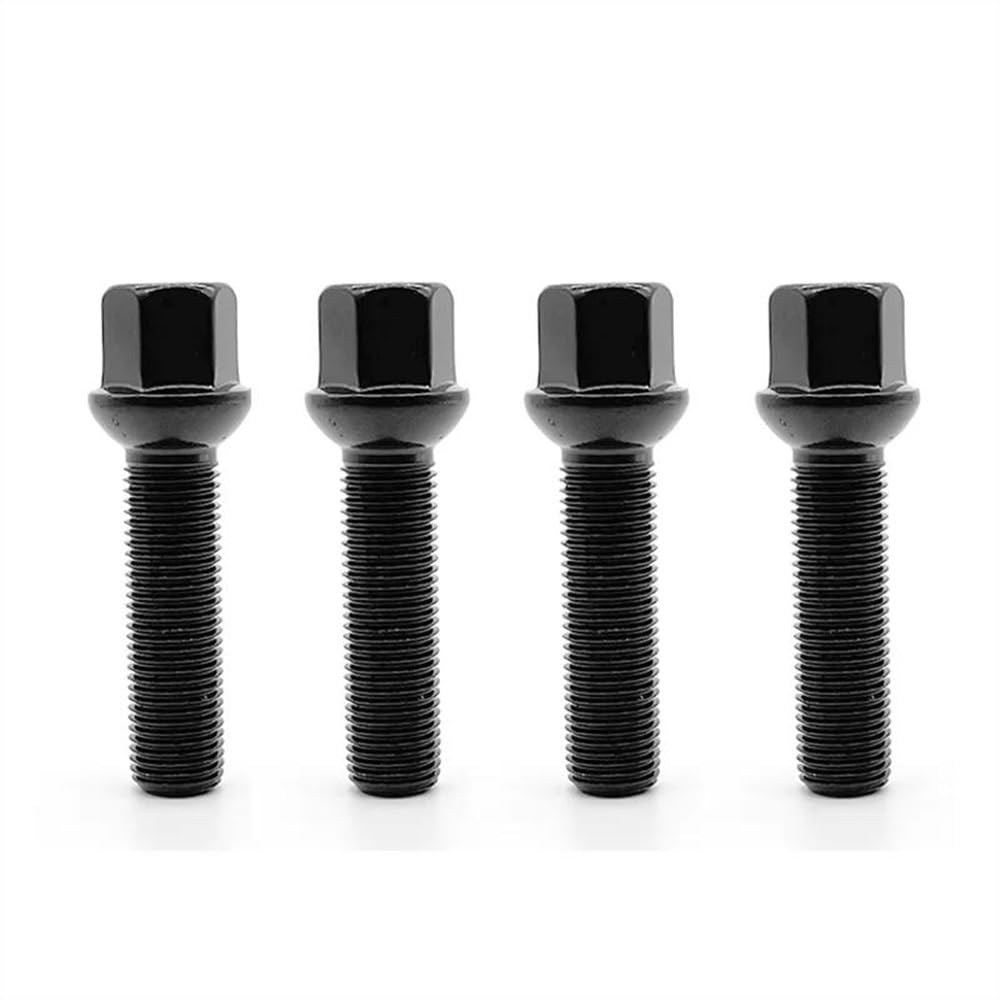RAVTAKL Radnabenschraube Kompatibel Mit Benz Stahlfelgen, Schwarze Schrauben, Radschrauben M12x1,5 14x1,5 14x1,25, Autozubehör, Rund, Typ 10 Stück(45mm) von RAVTAKL