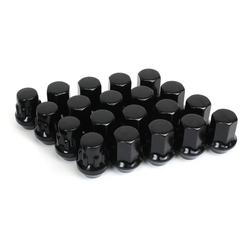 RAVTAKL Radnabenschraube Kompatibel Mit Chevrolet Autoradmuttern, Radschrauben M12 X 1,5/M12 X 1,25, Radsicherungsmuttern, Sechskantmuttern Aus Aluminium, 20 Stück(Black,M12x1.25) von RAVTAKL
