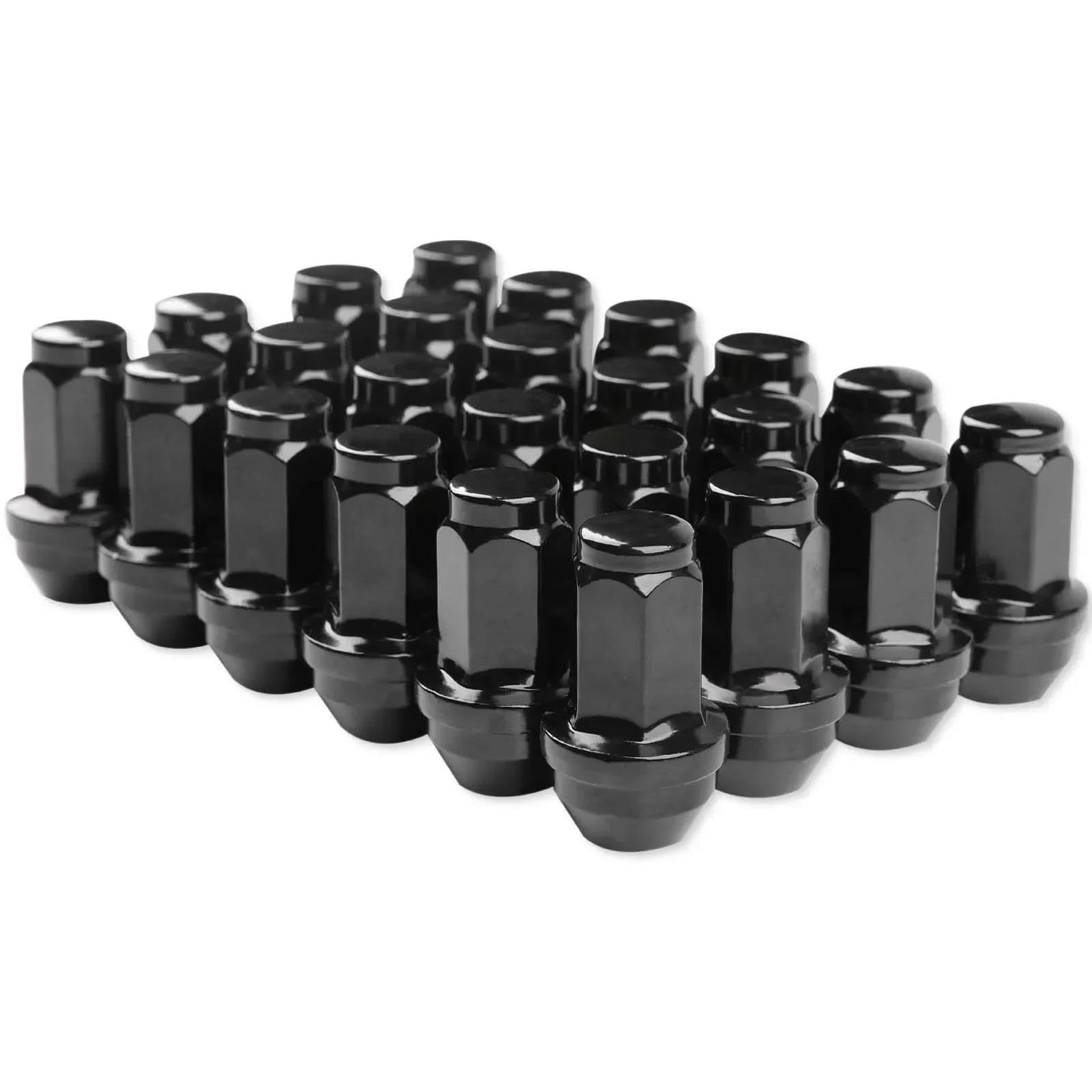 RAVTAKL Radnabenschraube Kompatibel Mit Chevrolet Für Silverado M14x1,5 Radmuttern Radwölbung Radschrauben Eichel Radmuttern Chrom 24 Stück(Black) von RAVTAKL
