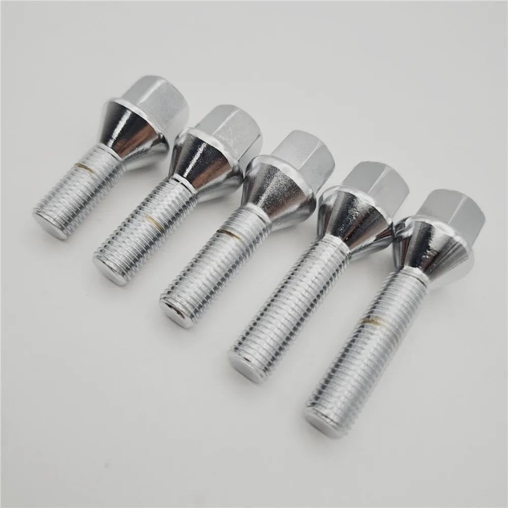 RAVTAKL Radnabenschraube Kompatibel Mit FIAT Leichtmetallradschrauben, Muttern, Radmuttern, M12 X 1,5, 17 Mm Sechskantkegel, Autozubehör, 4 Stück(45mm Thread x4PCS) von RAVTAKL