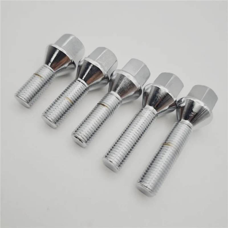 RAVTAKL Radnabenschraube Kompatibel Mit FIAT Leichtmetallradschrauben, Muttern, Radmuttern, M12 X 1,5, 17 Mm Sechskantkegel, Autozubehör, 4 Stück(45mm Thread x4PCS) von RAVTAKL