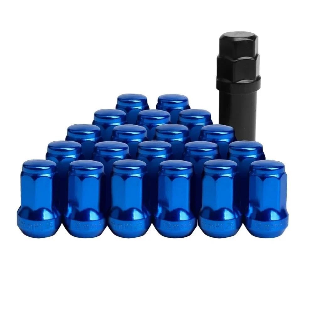 RAVTAKL Radnabenschraube Kompatibel Mit Infiniti Auto-Radschrauben Stahl-Radmuttern 32 Mm Feststell-Radmuttern M12 X 1,5 M12 X 1,25 20 Stück + 1 Schlüssel(Blue,M12x1.5) von RAVTAKL